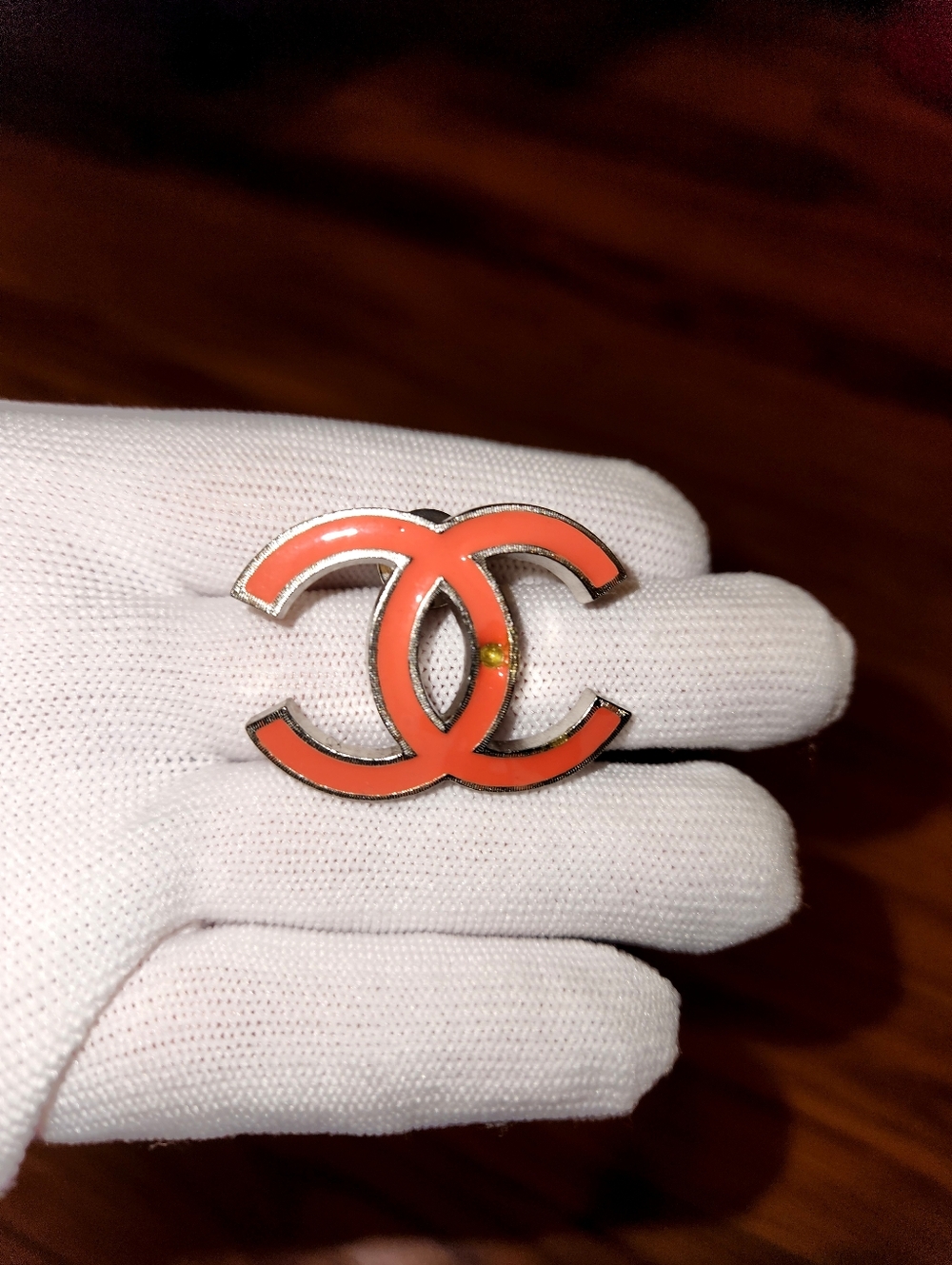 EUC RARE🔥Chanel 04 Enamel Orange Red Pin Brooch - Picture 4 of 8